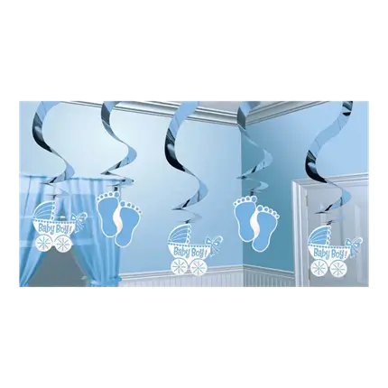 Baby jongen spiraal decoratie 61cm (5 stuks)