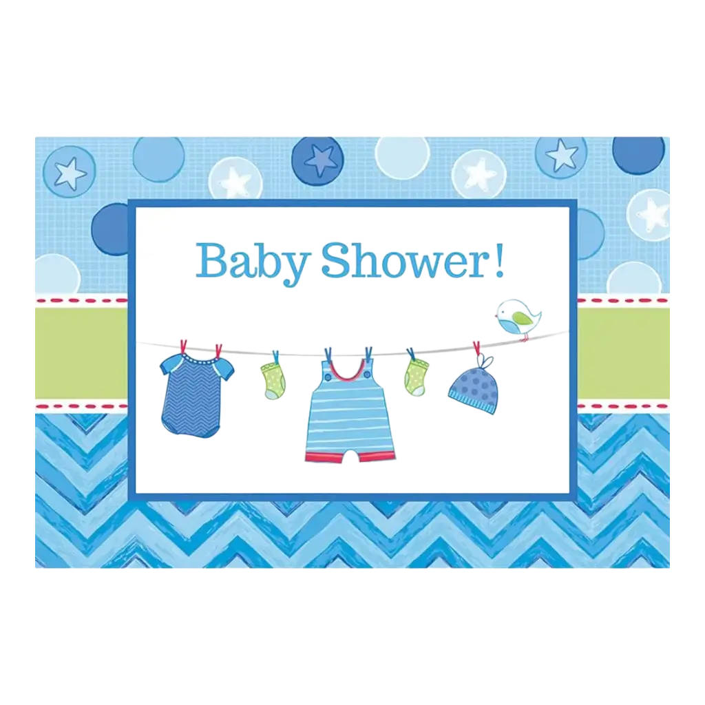 Uitnodiging + envelop Baby Shower Boy (set van 8)