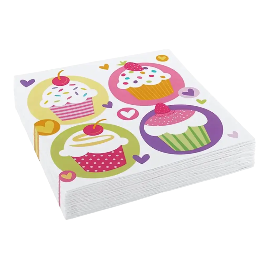 Papieren servetten met Cupcake ontwerp (Set van 20)
