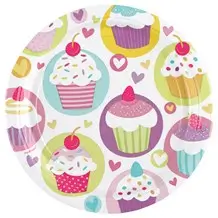 Papieren bord Cupcake ontwerp ø23cm (Set van 8)