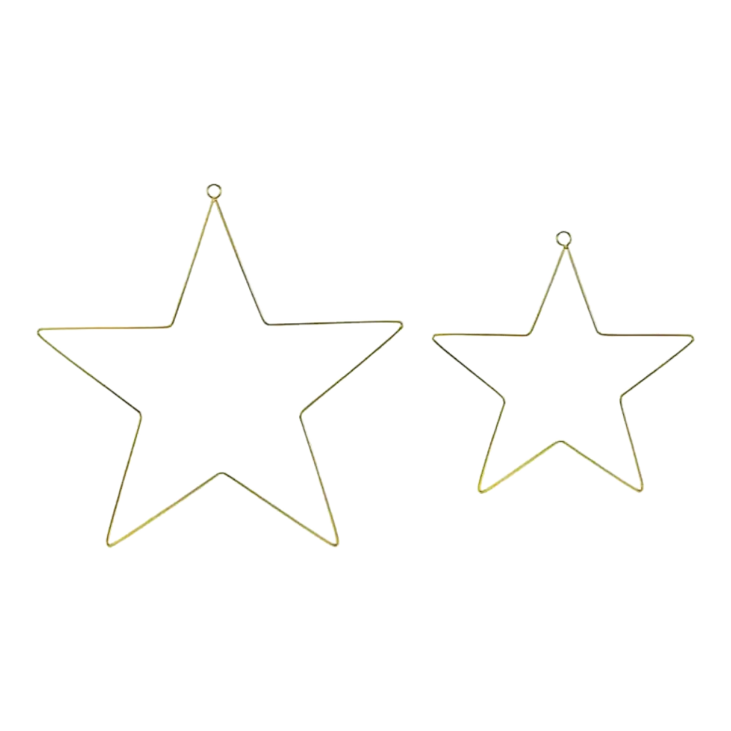 Hangdecoraties Gouden metalen sterren (Set van 2)