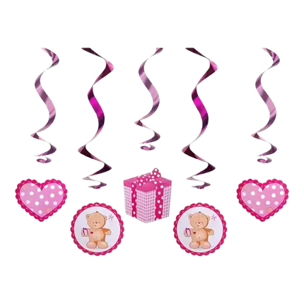 It's a Girl roze spiraal decoratie 60cm (5 stuks)