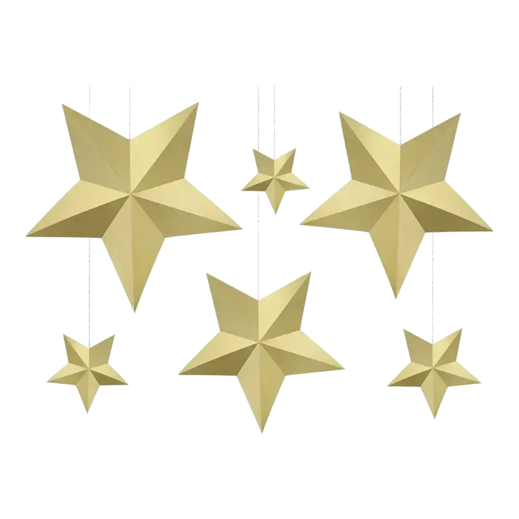 Decoratie gouden sterren (6 stuks)