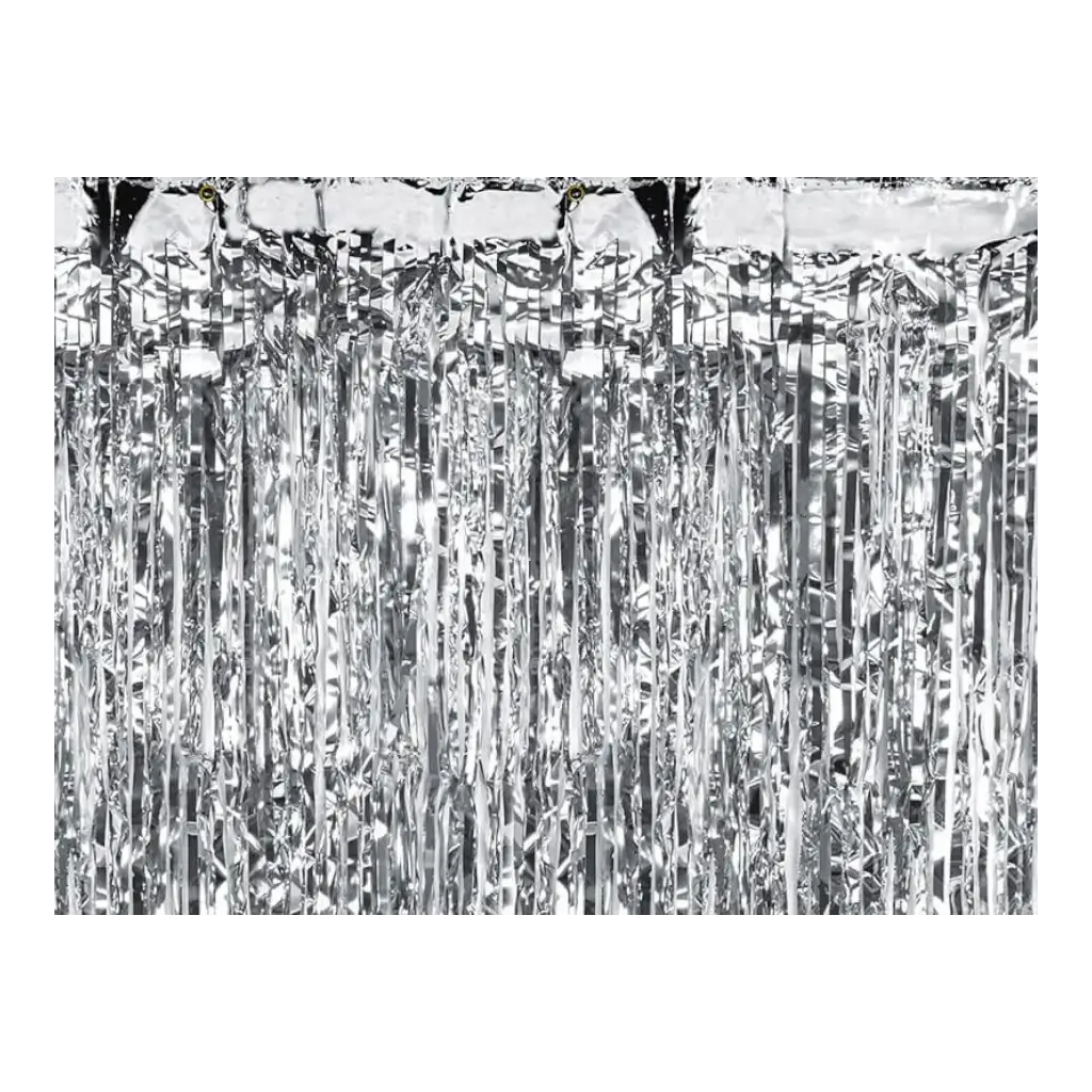 Zilver glitter gordijn 90x250cm