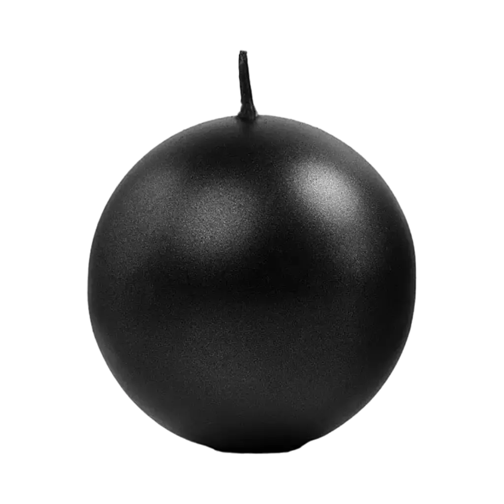 Kaars rond metallic zwart ø 8cm