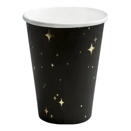 Set van 6 zwarte glazen met goudmotief