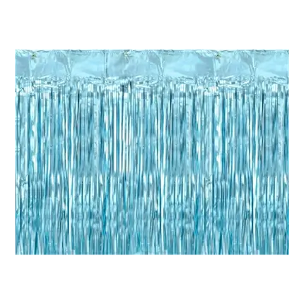 Glitterend gordijn met franjes Lichtblauw 90x250cm
