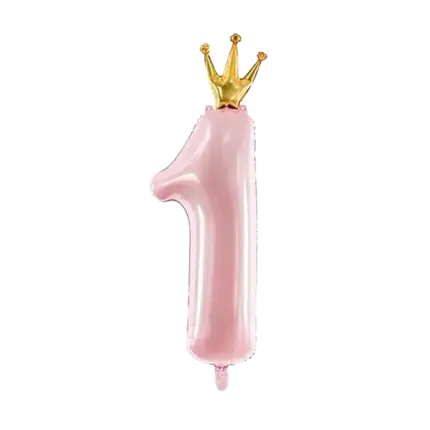 Lichtroze ballon nummer 1 met krans