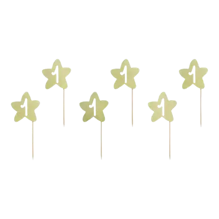 Taartdecoratie 1e verjaardag ster goud