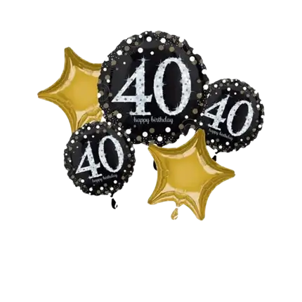 Boeket van 5 verjaardagsballonnen 40 jaar
