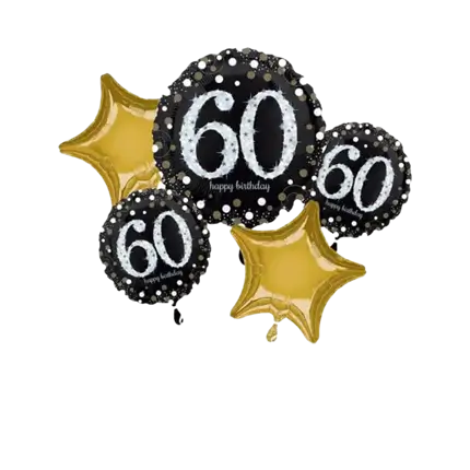Boeket van 5 verjaardagsballonnen 60 jaar