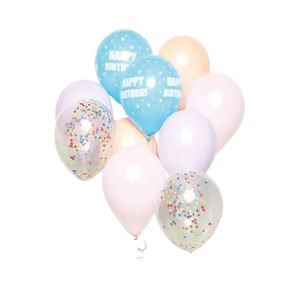 Tros van 10 blauwe Happy Birthday ballonnen