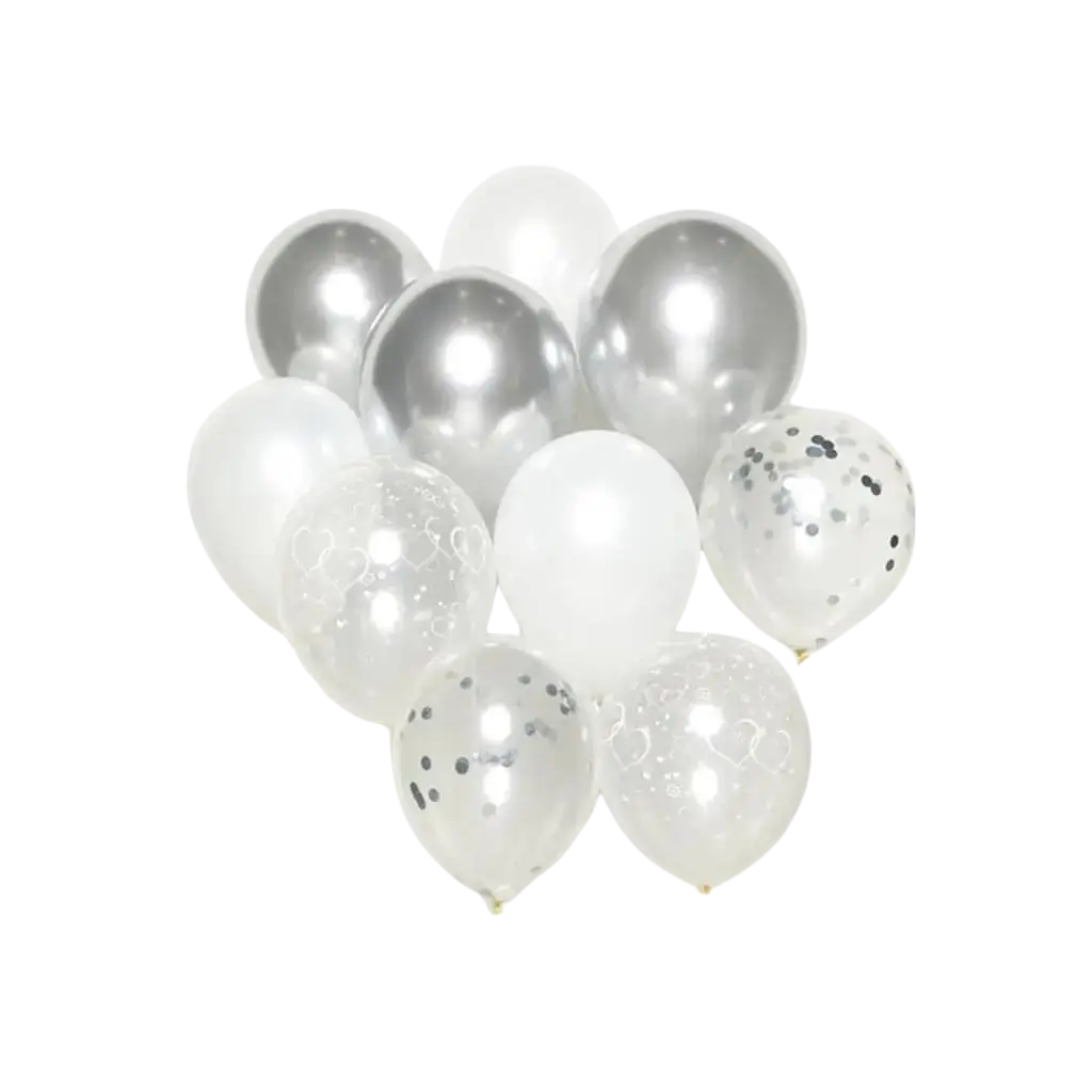 Tros van 10 zilveren thema ballonnen