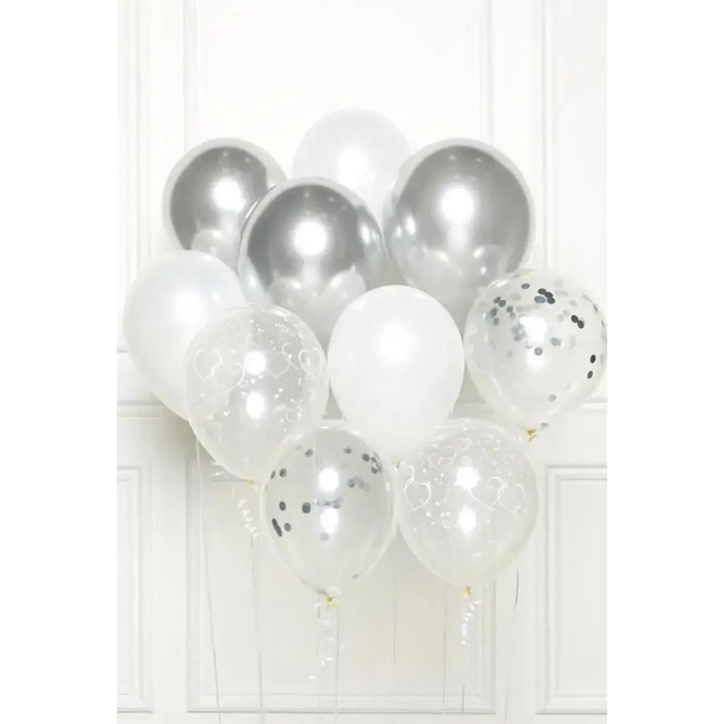 Tros van 10 zilveren thema ballonnen