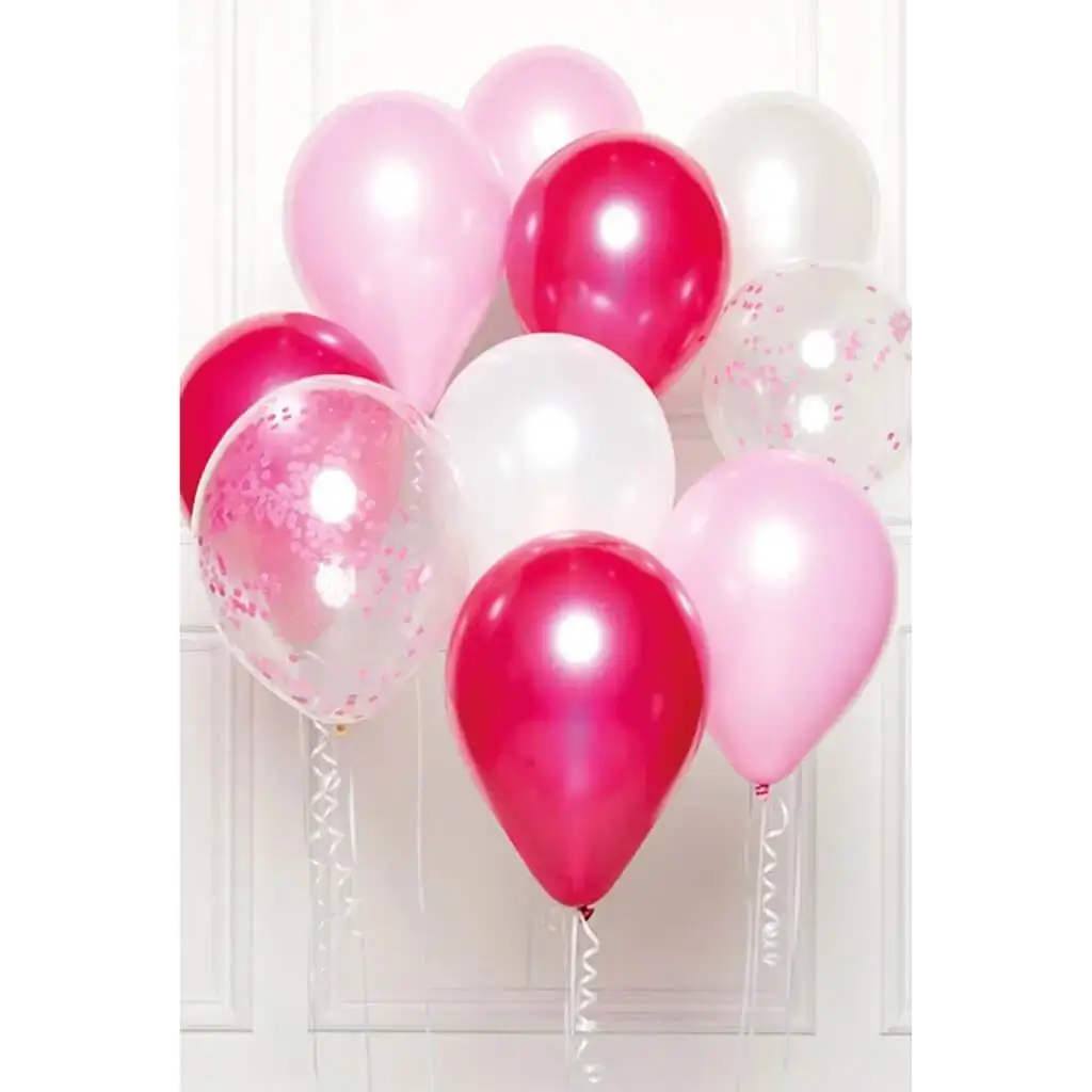 Boeket van 10 ballonnen Roze thema