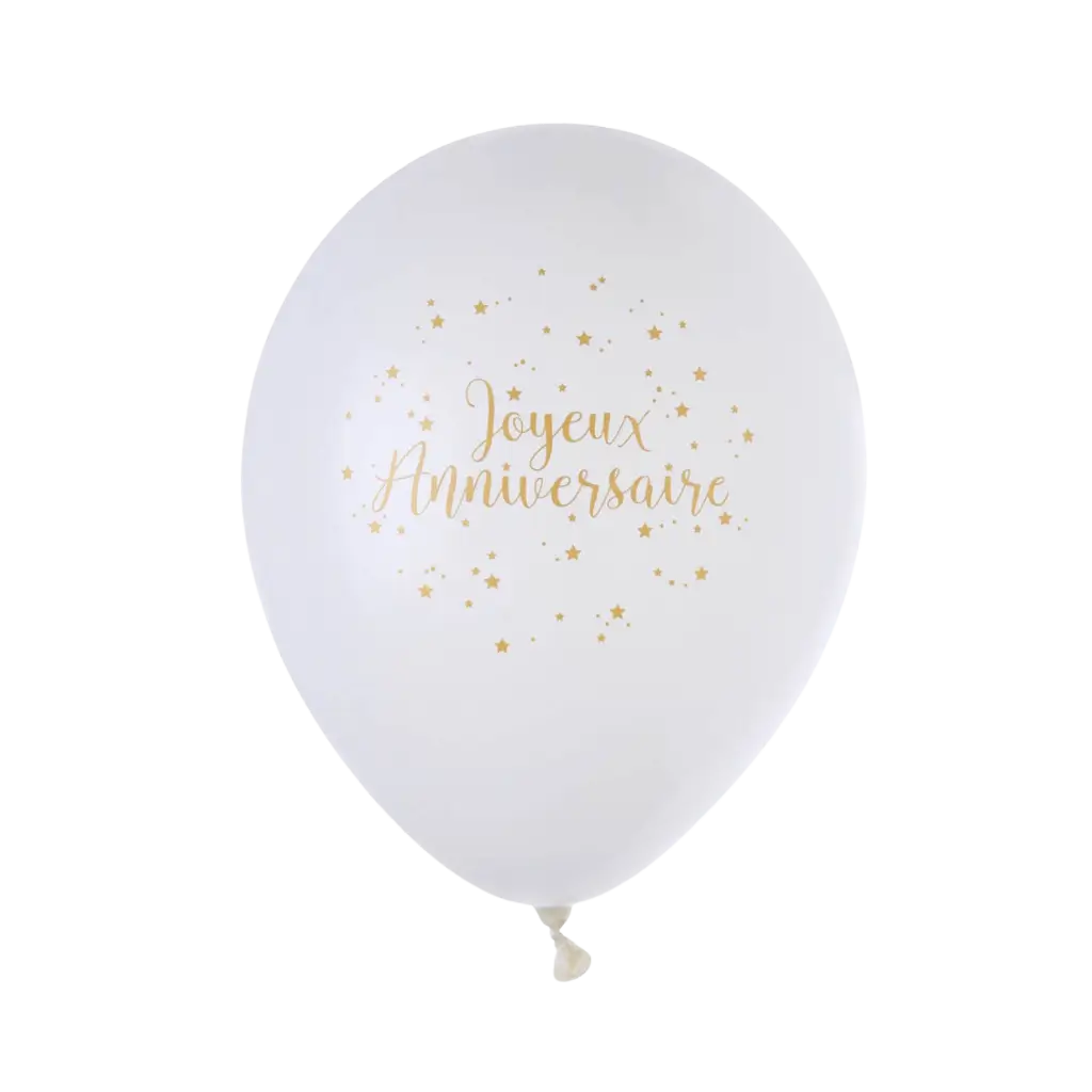 Gelukkige verjaardag ballon metallic wit (set van 8)