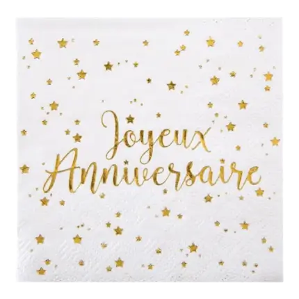 Gelukkige Verjaardag handdoek Goud (set van 20)