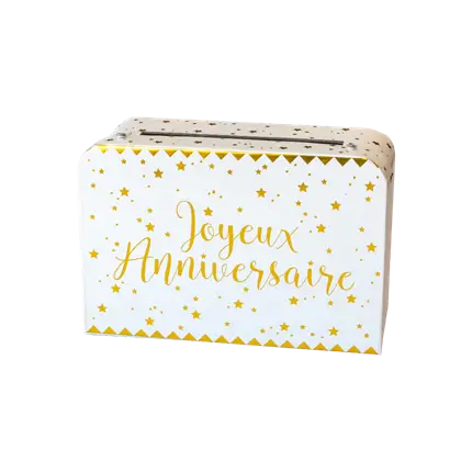 Gelukkige Verjaardag Papier Urn Goud/Wit