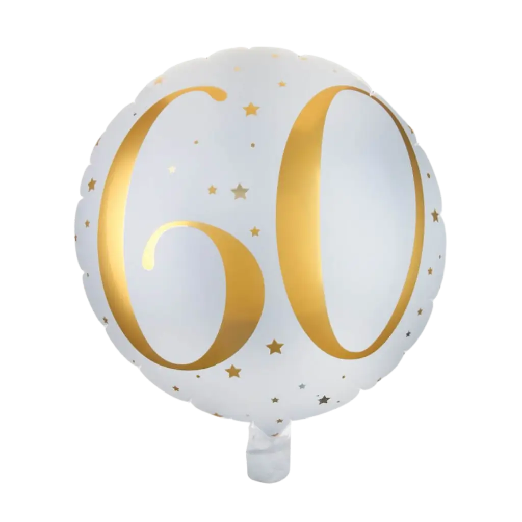 Ballon Wit/Goud 60 jaar ø45cm