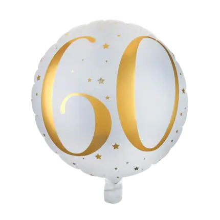 Ballon Wit/Goud 60 jaar ø45cm