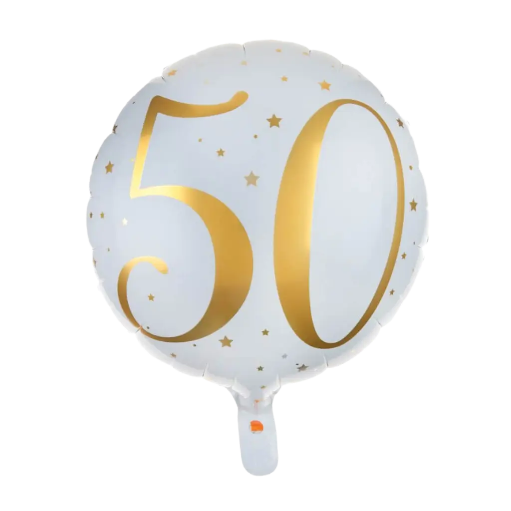 Ballon Wit/Goud 50 jaar ø45cm
