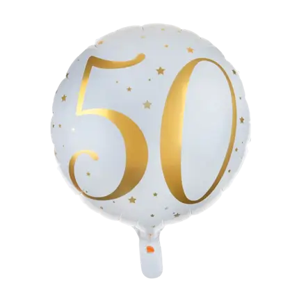 Ballon Wit/Goud 50 jaar ø45cm