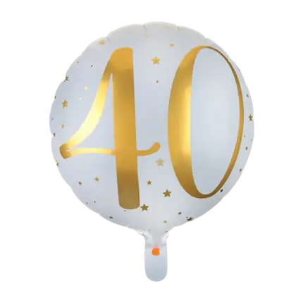 Ballon Wit/Goud 40 jaar ø45cm