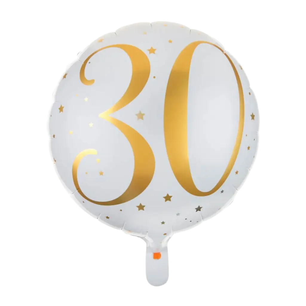 Ballon Wit/Goud 30 jaar ø45cm