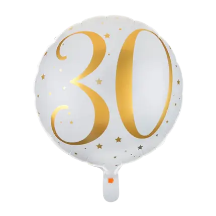 Ballon Wit/Goud 30 jaar ø45cm