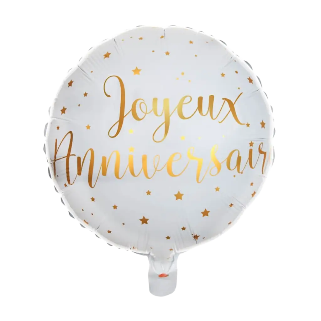 Gelukkige Verjaardag Ballon Wit/Goud ø45cm
