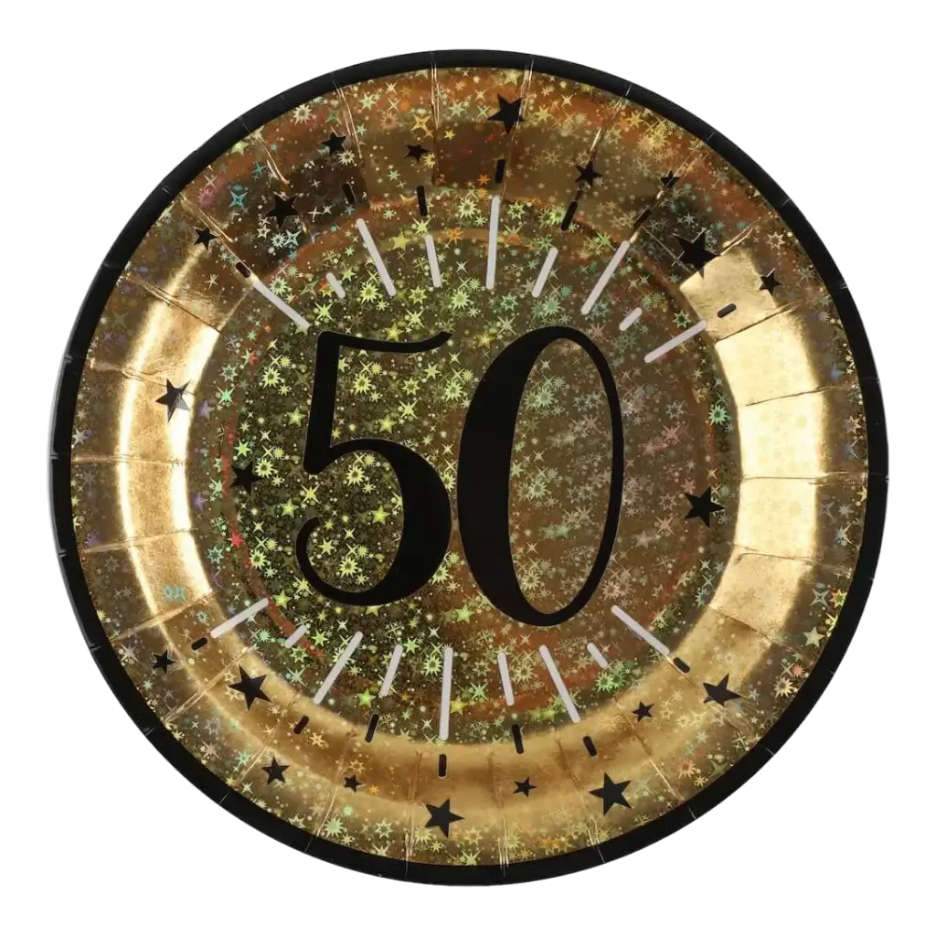 Gouden papieren bord 50 jaar (set van 10)