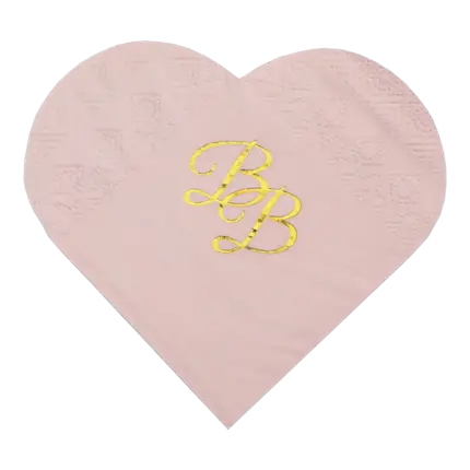 Handdoek Hart Roze met BB Goud (Set van 10)