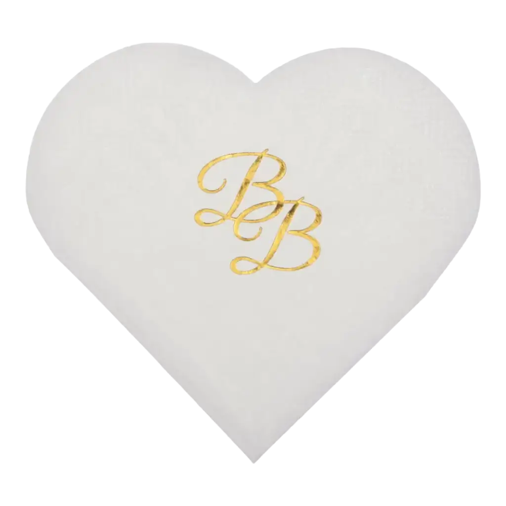Witte hartvormige handdoek met BB Goud inscriptie (Set van 10)