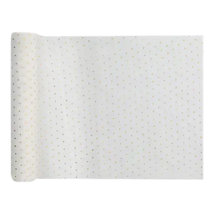 Witte tafelloper met gouden stippen 3 meter