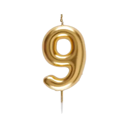 Kaars nummer 9 Gouden