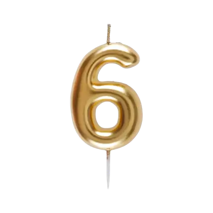 Kaars nummer 6 Gouden