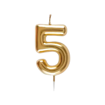 Kaars nummer 5 Gouden
