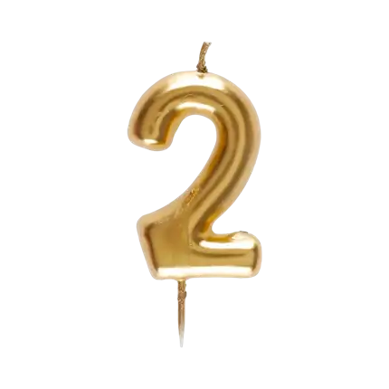 Kaars nummer 2 Gouden