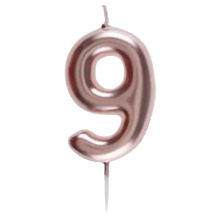 Verjaardagskaars Nummer 9 Roségoud