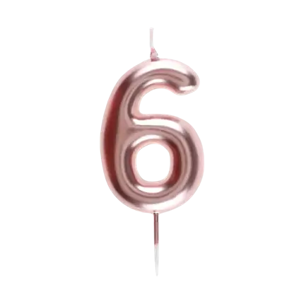 Verjaardagskaars Nummer 6 Rose Goud