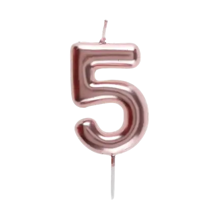 Verjaardagskaars Nummer 5 Rose Goud