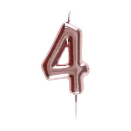 Verjaardagskaars Nummer 4 Rose Goud