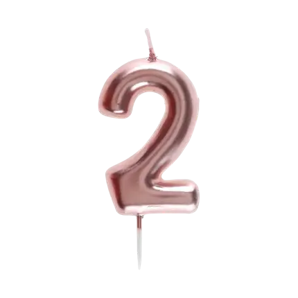 Verjaardagskaars Nummer 2 Roségoud