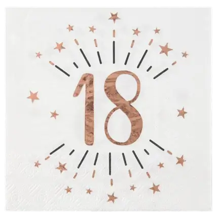 Papieren handdoekjes 18 jaar Wit/Goud Roze (Set van 10)