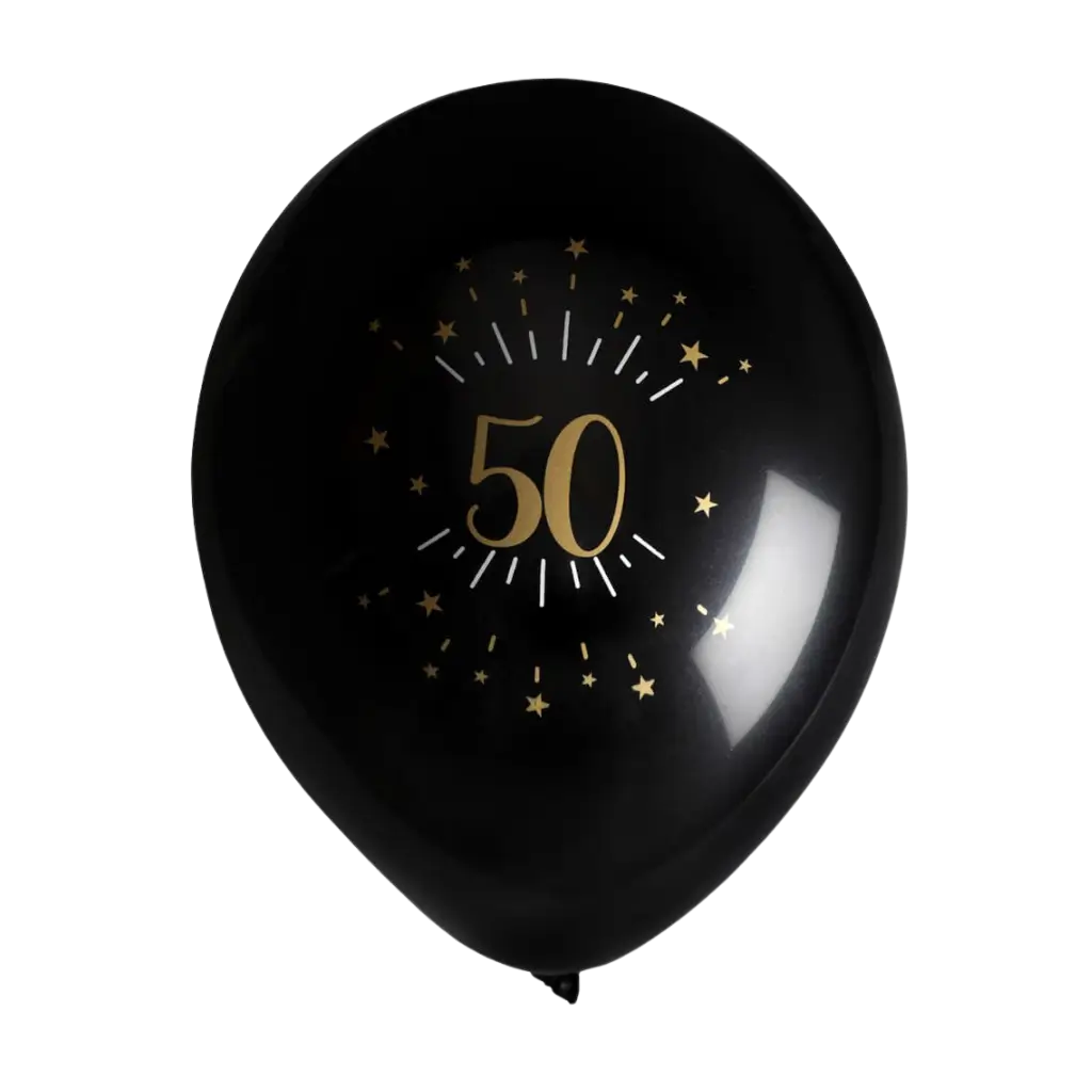50 jaar ballon zwart goud (set van 8)