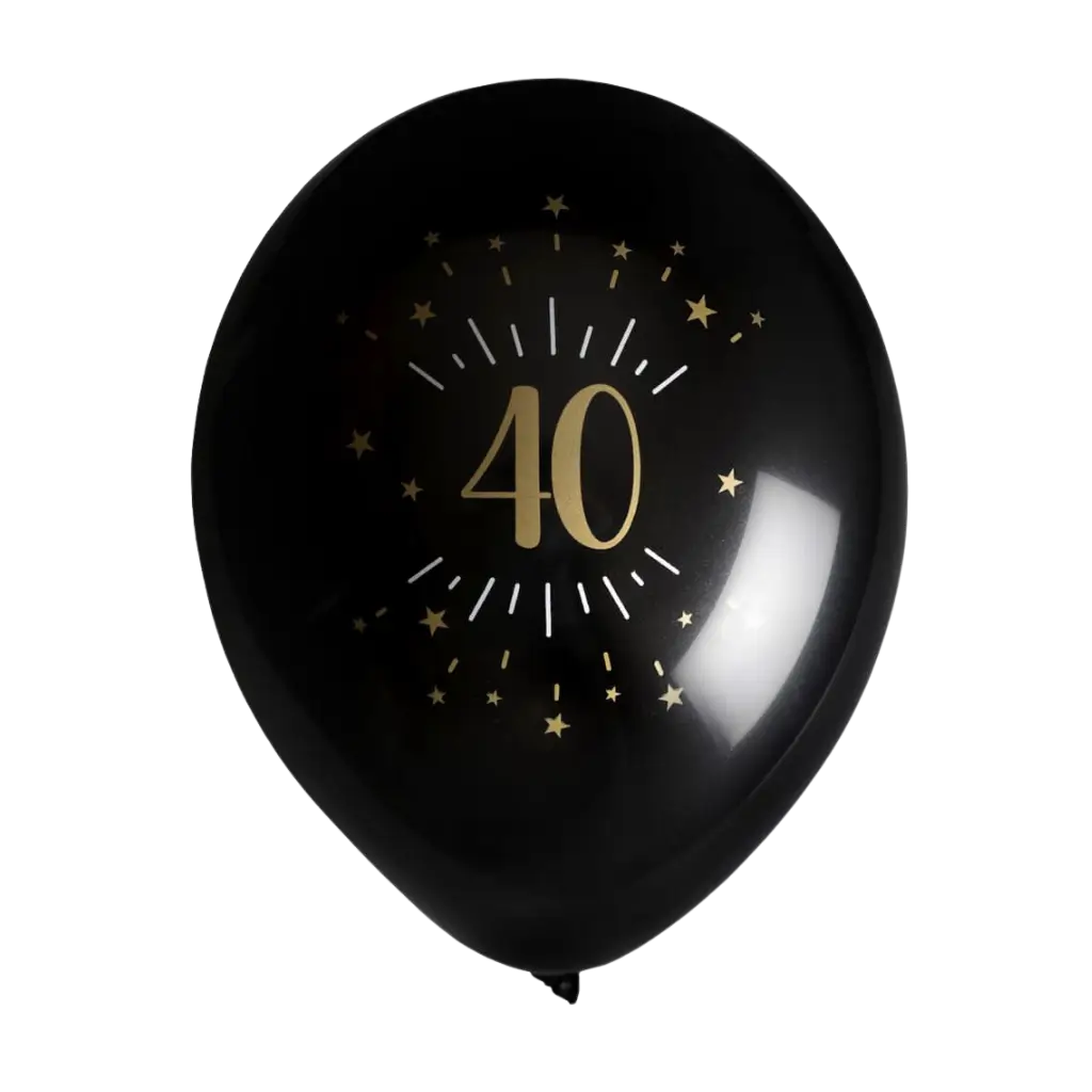 40 jaar oude ballon Zwart Goud (set van 8)