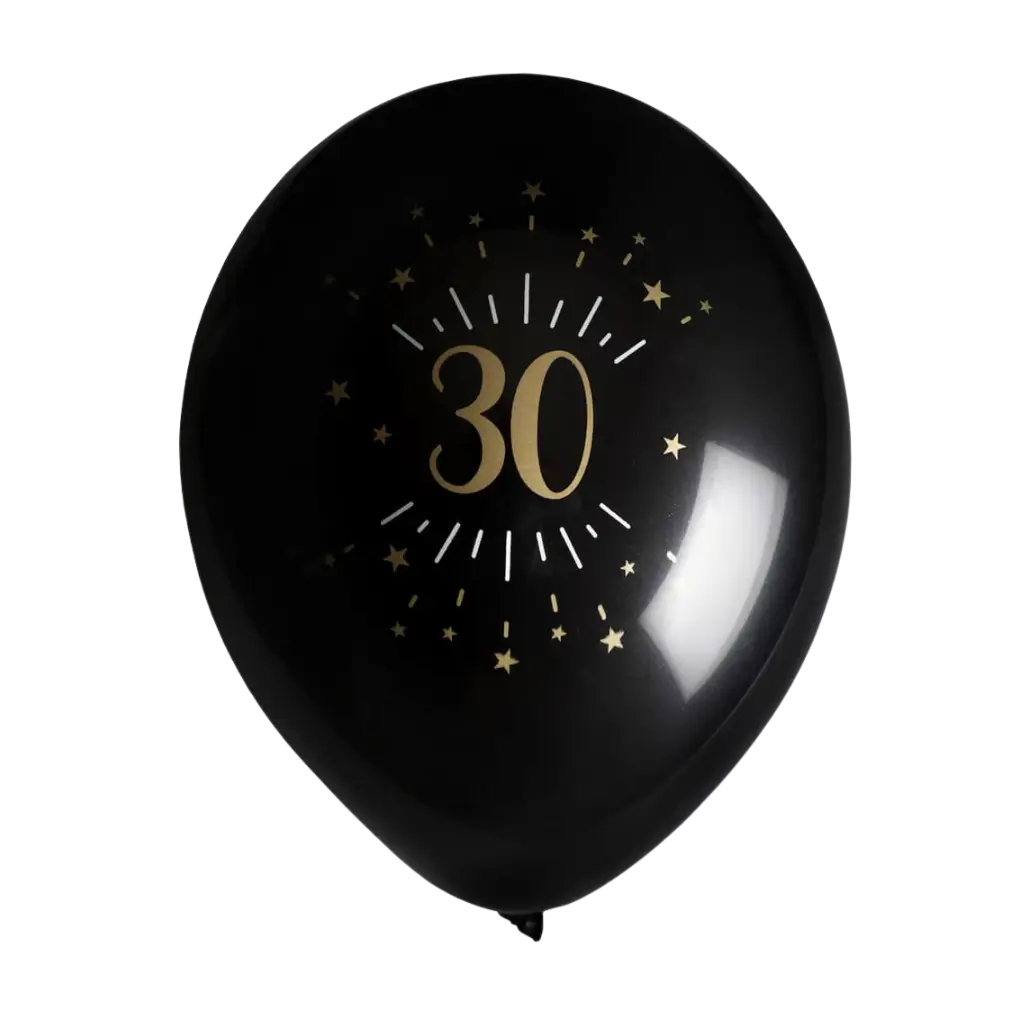 30 jaar oude ballon Zwart Goud (set van 8)