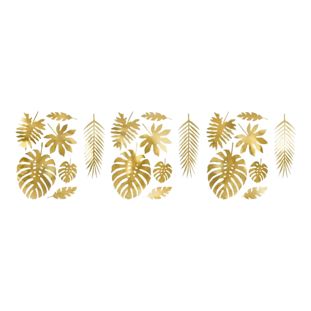 Decoratie Tropische bladeren in goudpapier (21 stuks)