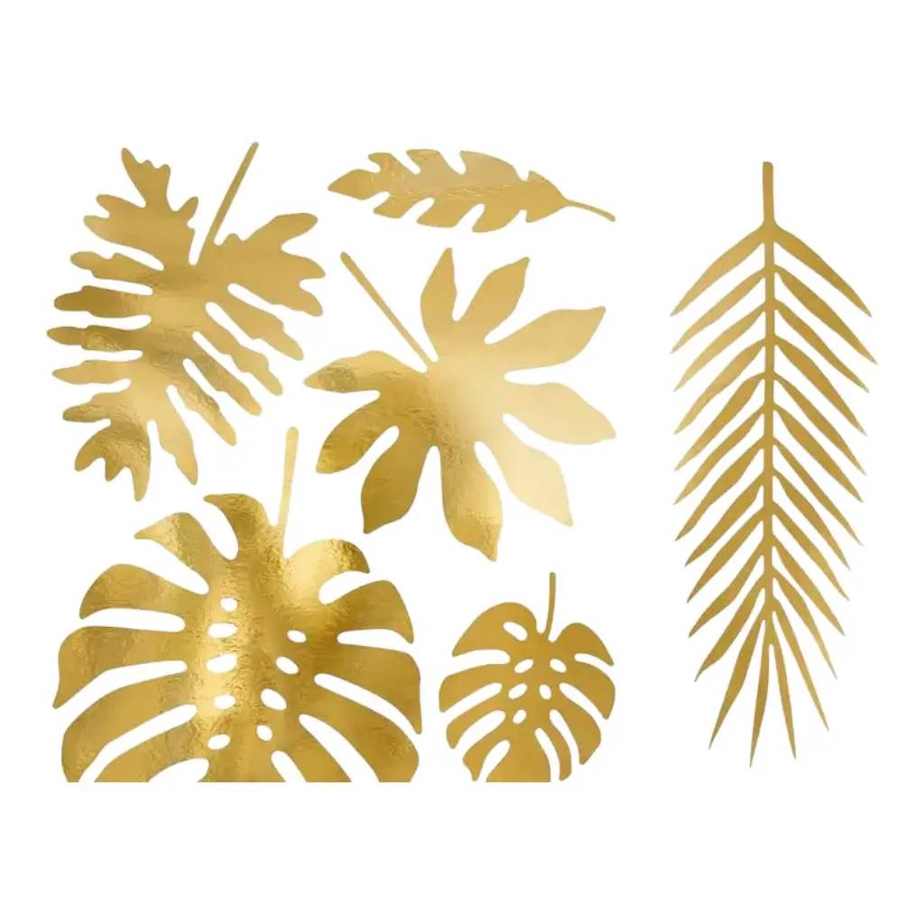 Decoratie Tropische bladeren in goudpapier (21 stuks)