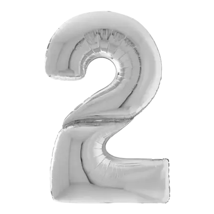 Reuze verjaardagsballon nummer 2 Zilver 163cm
